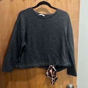 Gray Zara top with drawstring